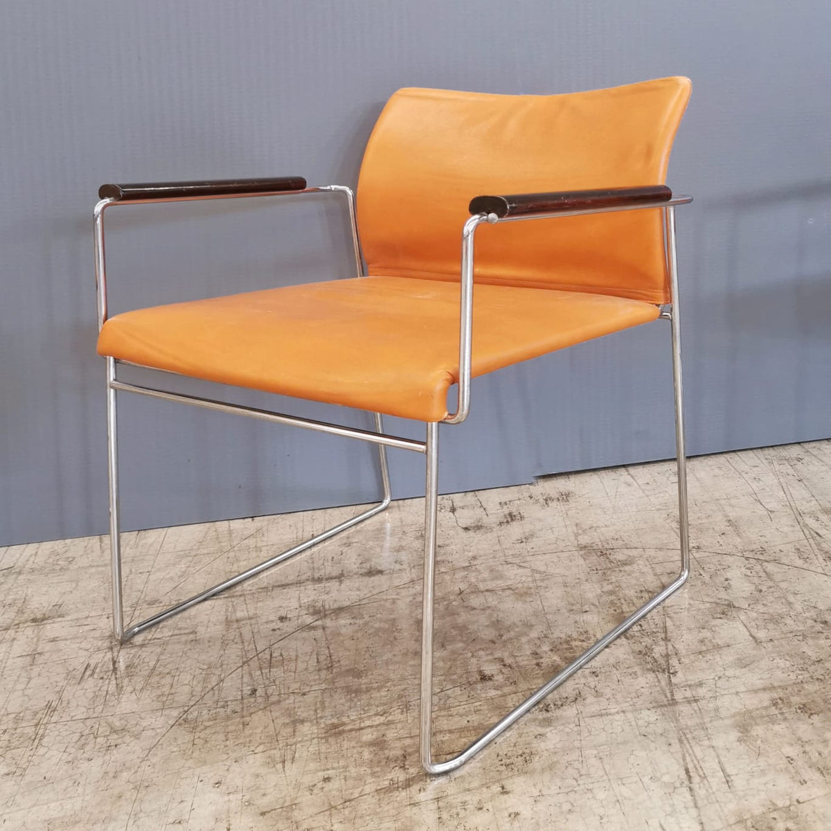set of 4 Jano K. Takahama leather armchairs for Simon Studio 1980s