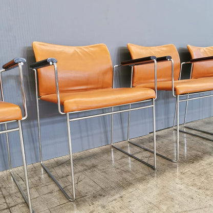 set of 4 Jano K. Takahama leather armchairs for Simon Studio 1980s