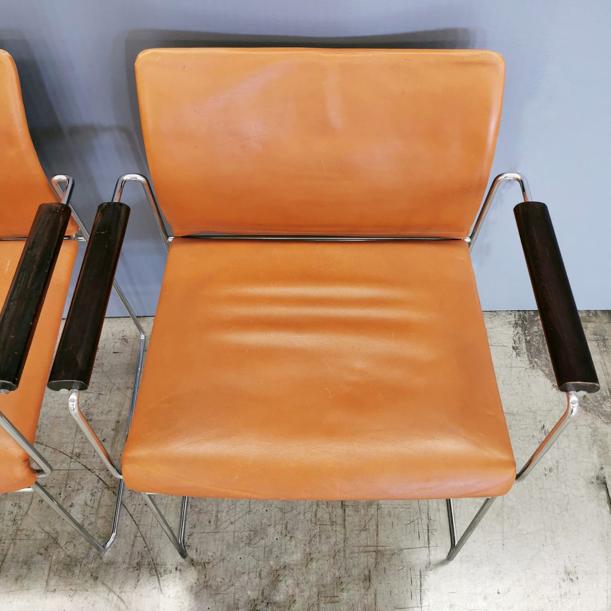 set of 4 Jano K. Takahama leather armchairs for Simon Studio 1980s