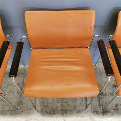 set of 4 Jano K. Takahama leather armchairs for Simon Studio 1980s