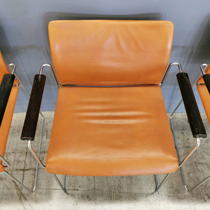 set of 4 Jano K. Takahama leather armchairs for Simon Studio 1980s