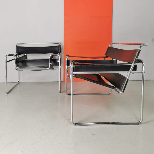 Ensemble de 2 fauteuils Wassily de Marcel Breuer pour Gavina, années 1960