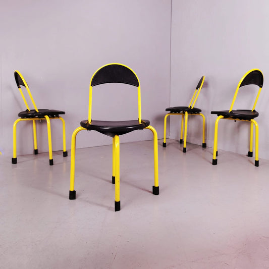 Yellow Clark folding chairs by Lucci and Orlandini for Lamm from the 1980s