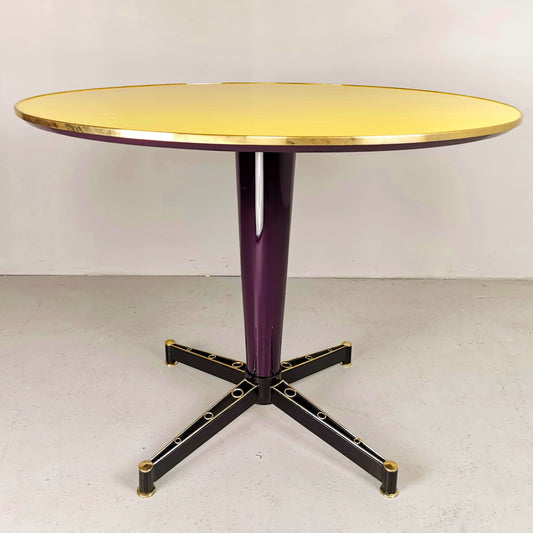 tavolo tondo giallo viola melanzana ottone laccato anni 40 50 60 art decò carlo de carli  ratti