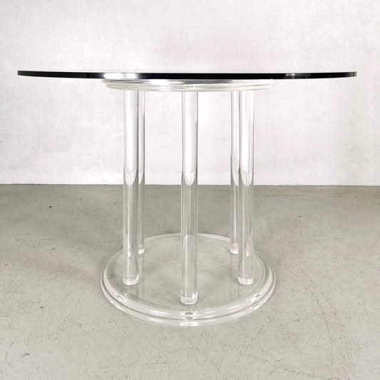 Round Plexi and glass table from the 80s