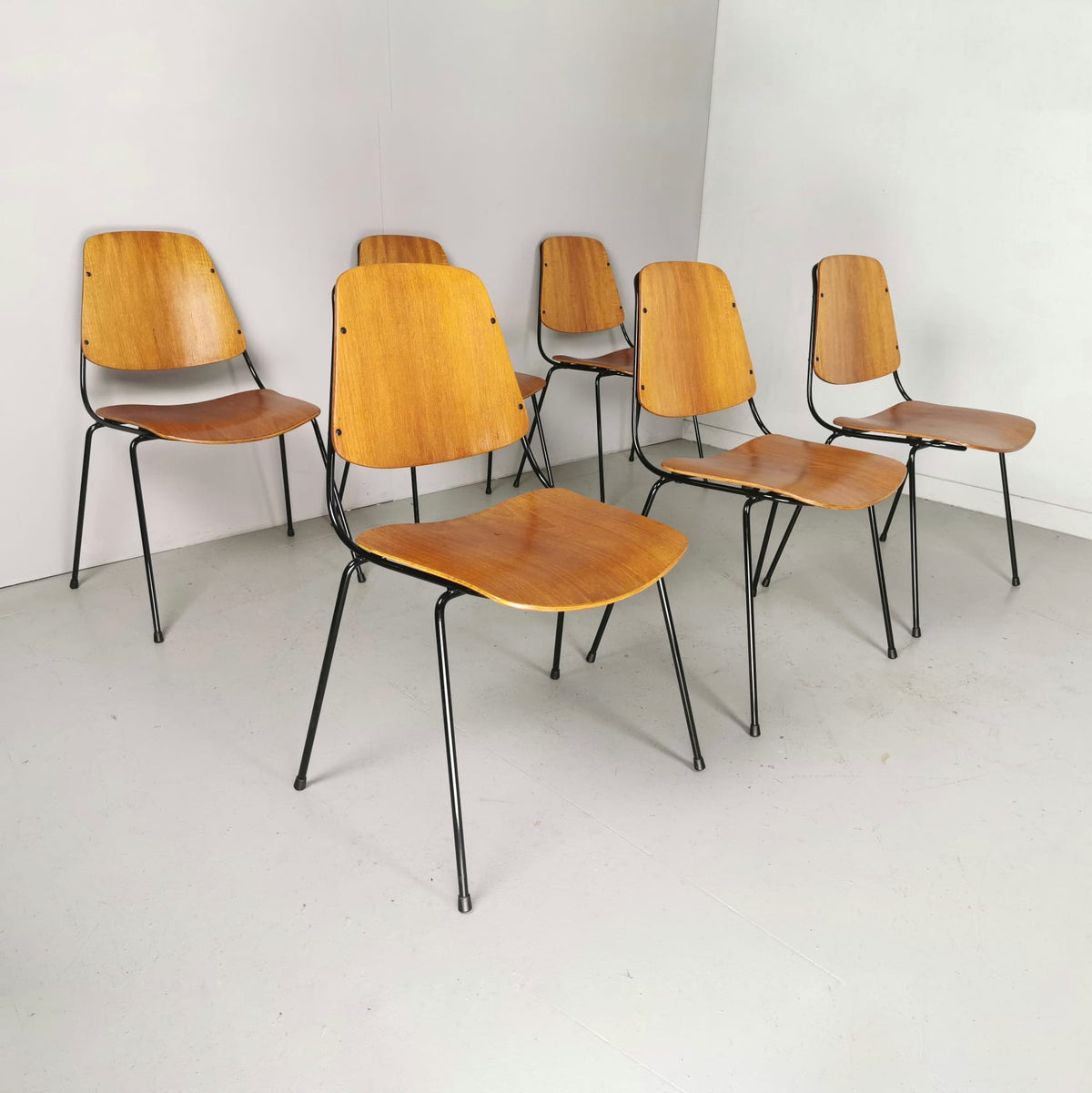 6 sedie augusto bozzi teak vintage anni 70 60 50