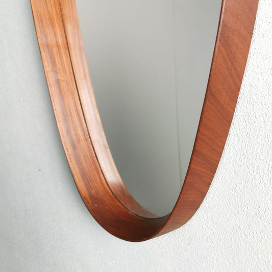 Specchio Ovale Teak Vintage Anni 50