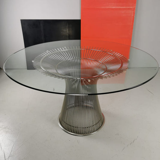 Warren Platner round glass table for Knoll