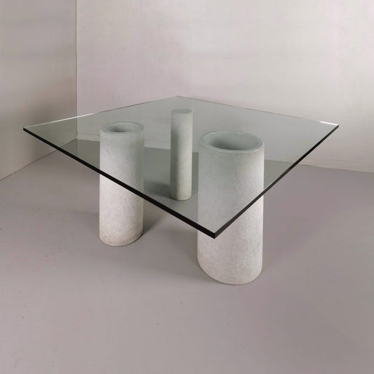 vignelli casiliani marmo cristallo tavolo design modernariato 